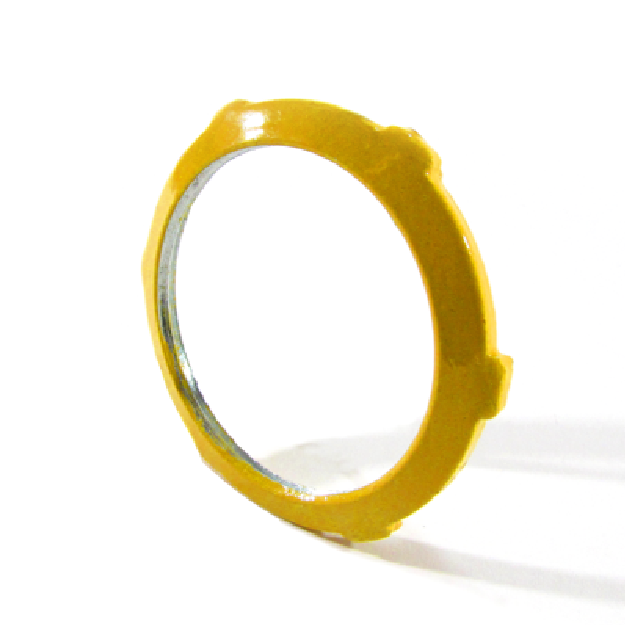 Contratuerca con recubrimiento de uretano amarillo para tubería y accesorios con recubrimiento de PVC marca REPSA Yellow Coat.