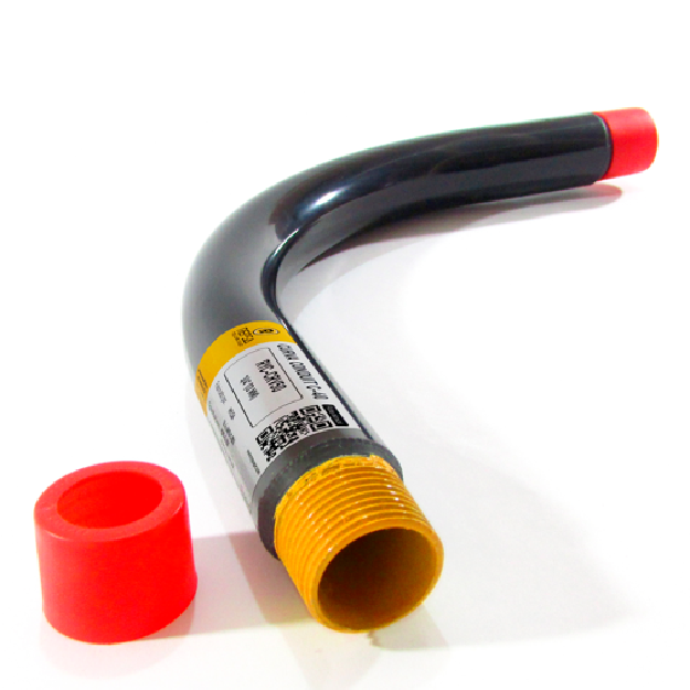Curva conduit cédula 40 con recubrimiento de PVC marca REPSA Yellow Coat.