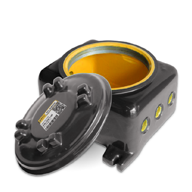 Caja de conexiones serie GUBB con recubrimiento de PVC marca REPSA Yellow Coat.