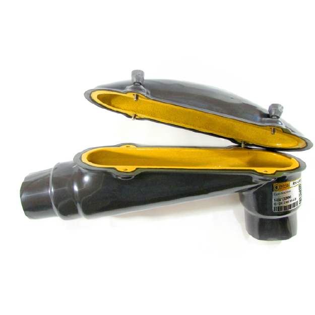 Codo para jalado tipo LBD y LBDN con recubrimiento de PVC marca REPSA Yellow Coat.